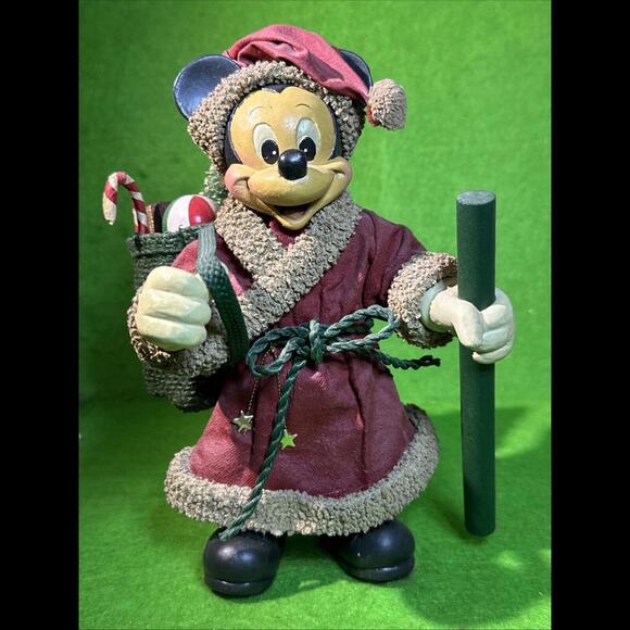 Vintage Kurt Adler Disney MICKEY MOUSE SANTA 8" Fabric Mache 1989 - Picture 2 of 9